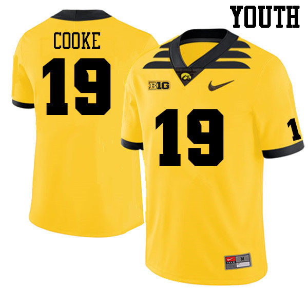 Youth #19 Gaven Cooke Iowa Hawkeyes College Football Jerseys Sale-Gold